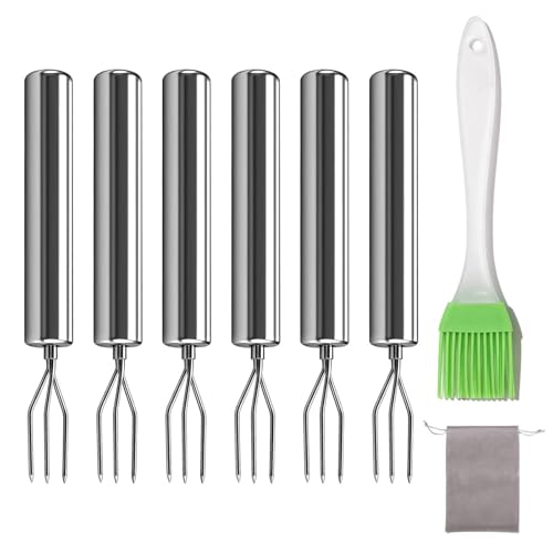 Pellkartoffelset Pellkartoffelgabel 6 Stück, Edelstahl-Gabeln für Pellkartoffeln, Pellkartoffelhalter, Salatbesteck für Camping Wandern für Gemüse Grillgut