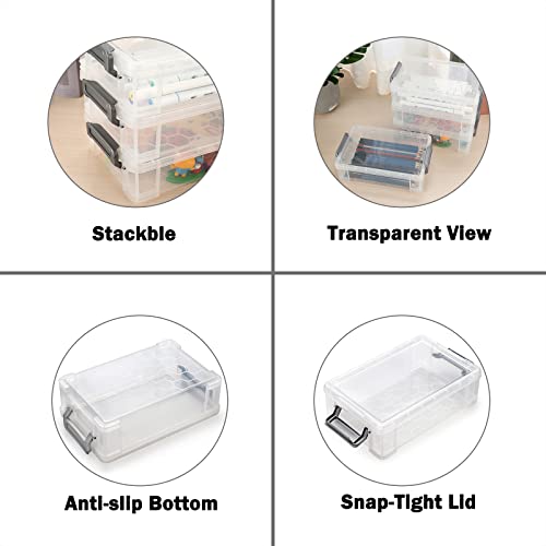 Btsky BTSKYTHN01007 4 Pack Large Capacity Plastic Pencil Box Stackable Translucent Clear Pencil Box Office Supplies Storage Organizer Box thumb #4