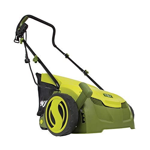 Sun Joe AJ801E 13 in. 12 Amp Electric Scarifier + Lawn Dethatcher w/Collection Bag, Green