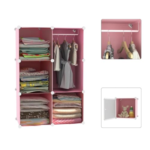 Image of 6 Door Plastic Wardrobe for Kids - Cupboard for Clothes Storage Rack, Almirah for Clothes, Baby Collapsible Wardrobe, Multi-Purpose Kids Storage Organizer for Books,Toy