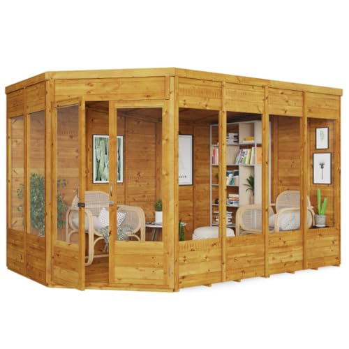 BillyOh Corner Summerhouse 11 x 7 Log Cabin Garden Storage Shed Summer House Renna Wooden...