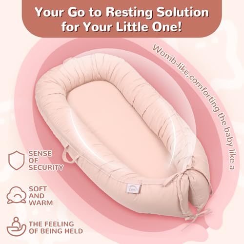 Image of EAQ Baby Lounger, Infant Lounger for Newborn,Portable Baby Nest Cover Breathable & Soft, Newborn Essentials