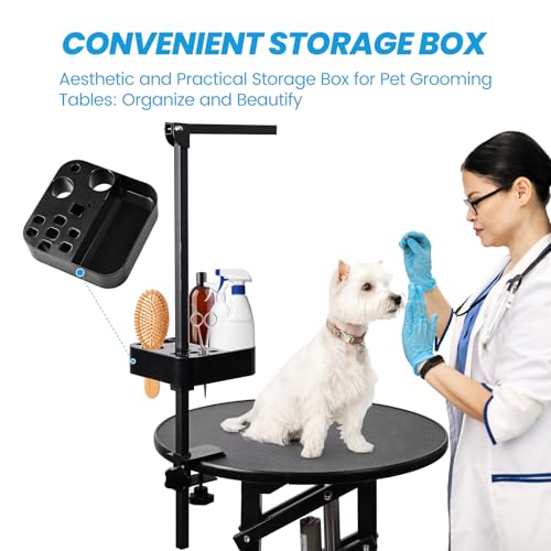 Image of Electric Dog Grooming Table, Height Adjustable Pet Grooming Table for Small Dogs at Home, Professional Electric Lift Table with Anti-Scratch Tabletop and Foldable Arm (24 inch, Black)