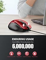 TECKNET Maus mit Kabel, 6400 DPI, Computermaus mit 6 Tasten, Rot – Ansicht 4