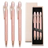 YUNCHUN 3PCS Fancy Ballpoint Pen Sets for Women, Cute Ball Pens with Self Motivation Words, Best Pretty Black Ink Pens, Elegant Nice Writing Professional Pens for Women, Pink