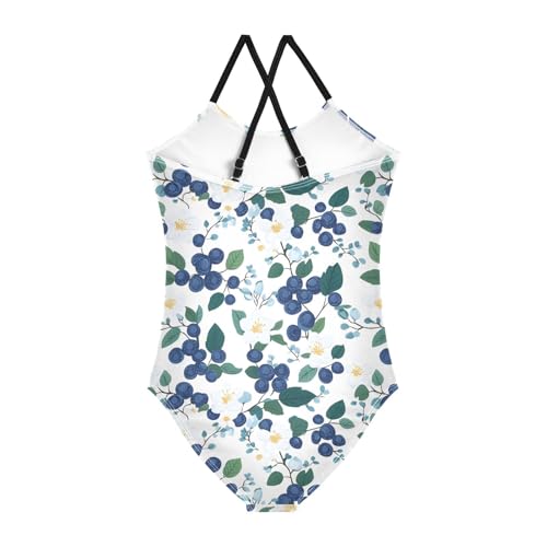 Blueberries White Flowers5 Girls One Piece Swimsuit Beach Swimwear 208609772