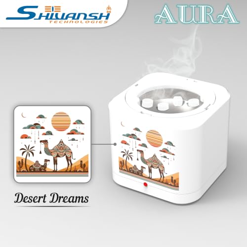 Image of Shivansh Technology Incense Holder Electric Kapoor Dani Camphor Diffuser Burner for Home | Karpuram Bakhoor Oud Aroma Oil & Dhoop Machine | Essential Oil Diffuser for Home (White)(Desert Dreams)