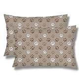 Dog Paw Print Throw Pillow Cover Queen Size Set of 2, Animal Footprint Lumbar Pillow Case Decorative Standard Pillows Cases with Zipper,Cushion Covers for Bed,Sofa,Couch,20'x30',Brown