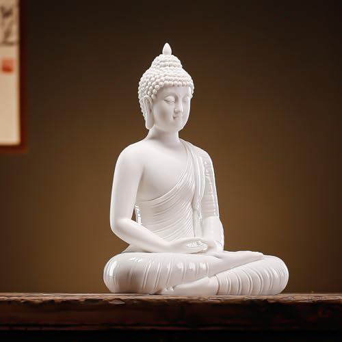Estatua de Buda de cerámica blanca de 12 pulgadas para decoración miniatura 2