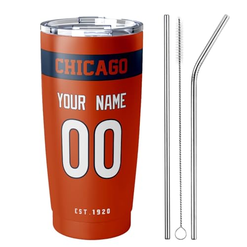 Image of ANTKING Chicago Tumbler 20 oz Travel Coffee Cup Custom Name Number for Men Women Boy Gifts