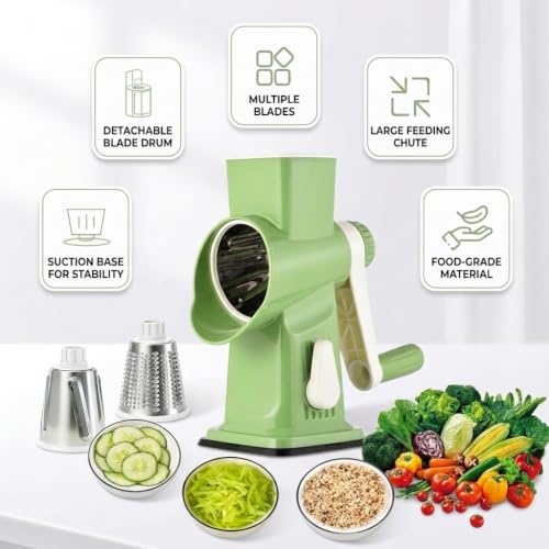 Rallador manual rotatorio con 3 cuchillas y manivela miniatura 2