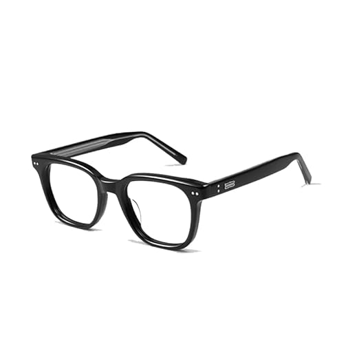 Stylish Black Rectangular Eyeglasses, Acetate Frame, Black