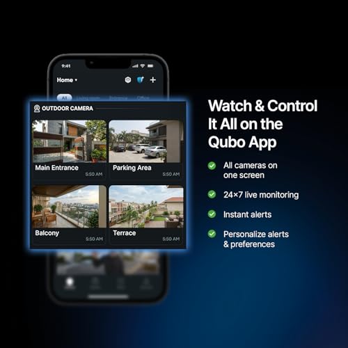 Image of Qubo Smart Cam 360 Pro 4MP by Hero Group [2026 Edition]| STQC Certified | Color Night Vision | 360 Panoramic Monitoring |App Alerts | 2-Way Talk | AI Person Detection | Cloud & SD Card Support