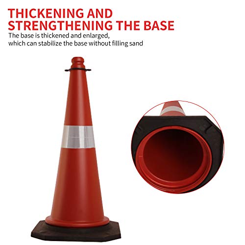 Image of LADWA 2Pc 750mm Impact Resistant Road Traffic Safety Cones with Reflective Strips Collar (Universal Size) (Pack Of 2)