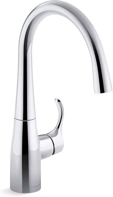 KOHLER 22034-CP Simplice Single Handle Kitchen Bar Faucet, Prep Sink Faucet, Wet Bar Faucet, Faucet for Bar Sink, Polished Chrome, 7-1/4" x 6-1/2" x 13"