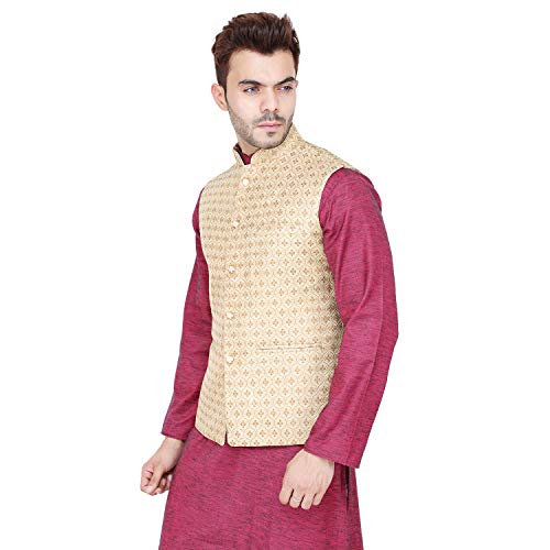 Image of Badoliya & Sons Men's Brocade Zari Nehru Jacket /Waist Coat