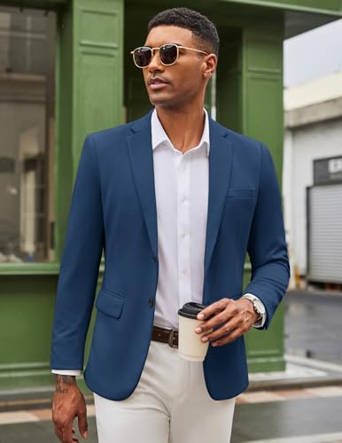 Image of COOFANDY Mens Casual Blazer Knit Sport Coat Lightweight Two Button Suit Jacket