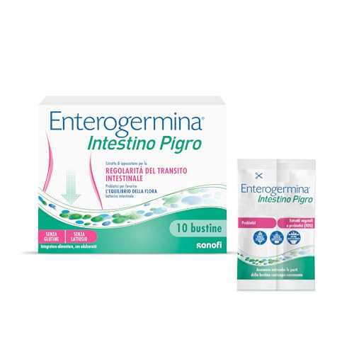 Enterogermina Intestino Pigro, Fermenti Lattici Probiotici, Prebiotici per Adulti - Integratori a base di Probiotici ed Estratti Vegetali per Stitichezza (10 Bustine Gusto Frutti di Bosco)