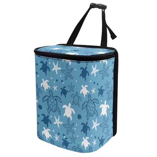Image of KEIAHUAN Blue Turtle Hanging Car Trash Can Bin Foldable Car Trash Bag Large Capacity Auto Garbage Bag Grocery Organizer Container Fit Truck Kitchen Bedroom Travel Camping