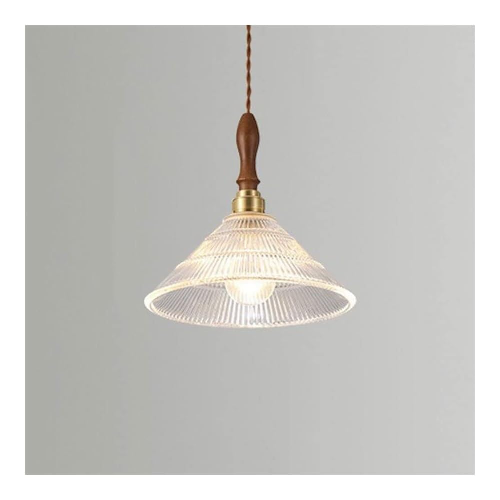 Europejski styl retro przezroczysta szklana lampa wisząca - mosiężna podstawa lampy z kloszem szklanym, regulowany przewód E27 pojedyncza głowica wisząca lampa sufitowa do kuchenne