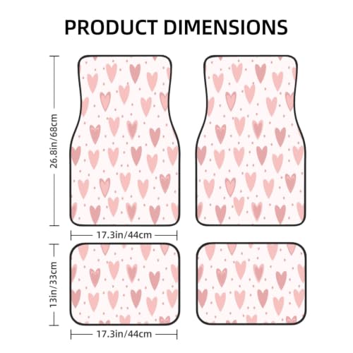 Alfombrillas para coche de neopreno con estampado de corazones en juego completo de 4 piezas 2