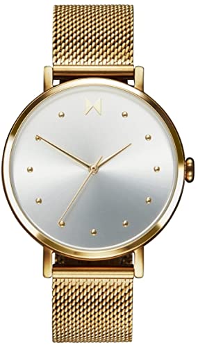 MVMT Stainless Steel Dot Analog Silver Dial Women Watch-28000034-D, Gold Band