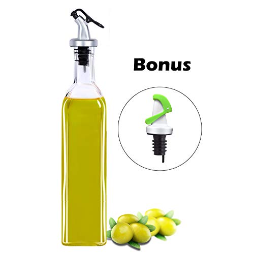 Olive Oil Dispenser, Elegant Life 16.50oz Vinegar Glass Cruet Bottle Set with One