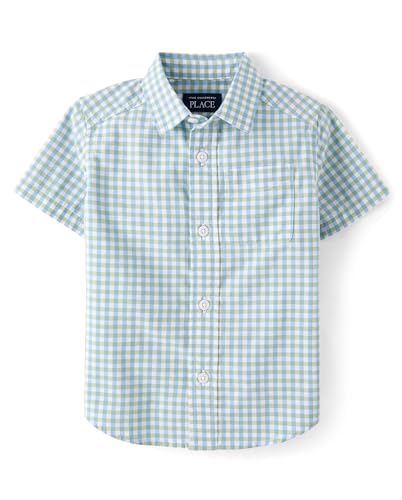 Image of The Children's Place Baby Boys' and Toddler Poplin Short Sleeve Button Down Shirt