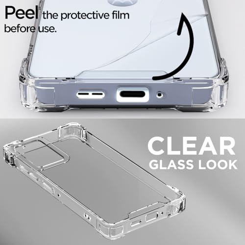 Image of Amazon Basics Back Cover for Motorola Moto Edge 50 Fusion 5G / Motorola Moto G96 5G PC + TPU Clear Transparent Raised Edges Shockproof Protective Phone Bumper Case(Transparent)