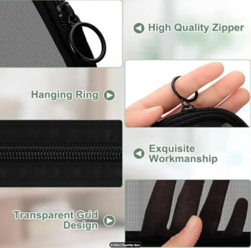 4-Piece Travel Cosmetic Storage Bag Set, Mesh Toiletry Organizer Pouches with Zipper, Clear Makeup Accessories Cases (Beige)2