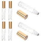 SEWACC 10 Frascos Roll-On de Vidrio para Aceites Esenciales Botellas Rellenables de 6 Ml Aplicador de Bola Giratoria Diseño Facetado para Perfume y Maquillaje Ideales para Uso Casa y