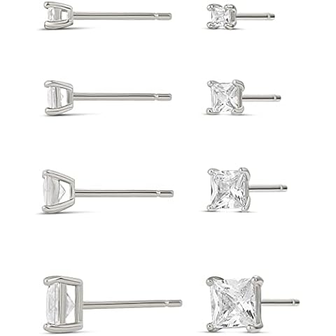 Amazon Essentials Sterling Silver CZ Stud Set Cover