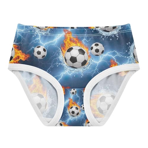 Underwear Girls, Soccer Balls Water Flames Toddler Girl Briefs, Cotton Girls Underwear, 2T–8 Years