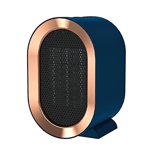 Mini Q Radiateur soufflant en céramique 2 niveaux de puissance Élément chauffant PTC Compact mobile Chauffage électrique Protection contre la surchauffe et le basculement - Pour salon, bureau - Bleu Cover