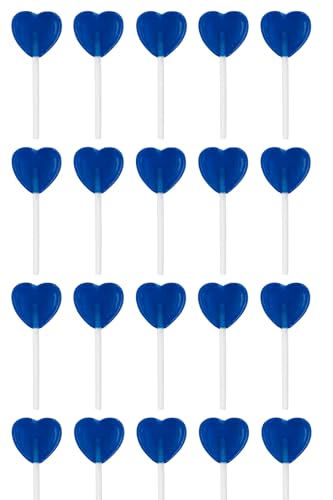 ihoot 20 Heart-Shaped Blue Raspberry Lollipops Individually Wrapped Sweet Lollies | Bulk Party Bag Filler Valentines Day Weddings Birthday Treats | Gluten-Free Vegan & Vegetarian Snacks
