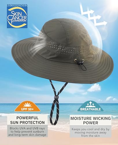 Image of Connectyle UPF 50+ Wide Brim Sun Hat for Men Women UV Protection Bucket Hats Outdoor Breathable Safari Hat for Fishing Hiking