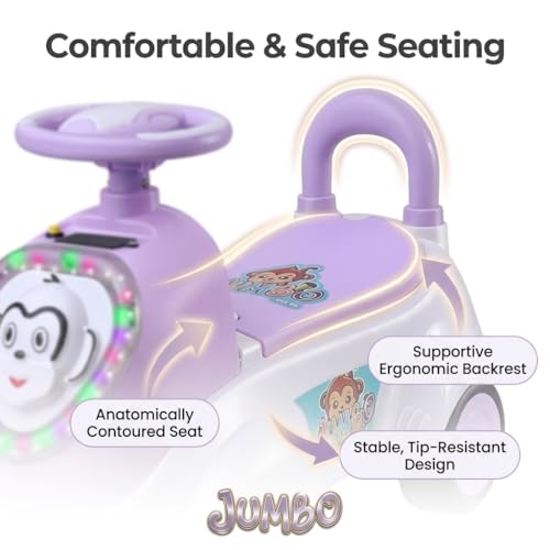 Image of Kids Ride-On Push Car with LED Lights & Steering Wheel - Toddler Ride On Toy Car with Music, Storage Seat & Backrest, Indoor Outdoor Ride Toy for Boys & Girls (Ages 1.5-3)