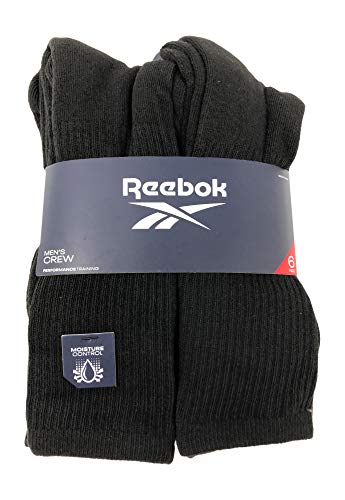 Reebok 6 Pack Mens Performance Training Crew Socks (Black/Red/Grey)2