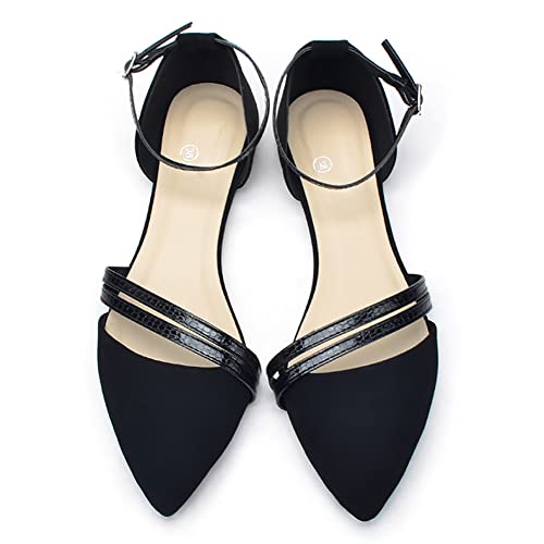 Dernolsea Women's Ballet Pumps Pointed Toe Ankle Strap Evening