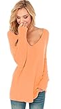 Frühjahr/Sommer, Mikos Damen V-Ausschnitt Lose Langarm Oberteile Frühling Strickpullover Oversize Lang Sweatshirt Tops (652) (S/M, Apricot)