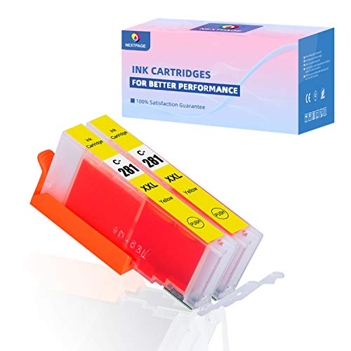 NEXTPAGE CLI-281XXL Yellow Ink Replacement for Canon CLI 281 CLI-281 CLI-281 XXL Yellow Ink Cartridges Work with Pixma TS6120 TS8120 TR7520 TR8520 TS9120 TS6220 TS8220 TS9520 TS9521C, CLI281 Y 2 Pack