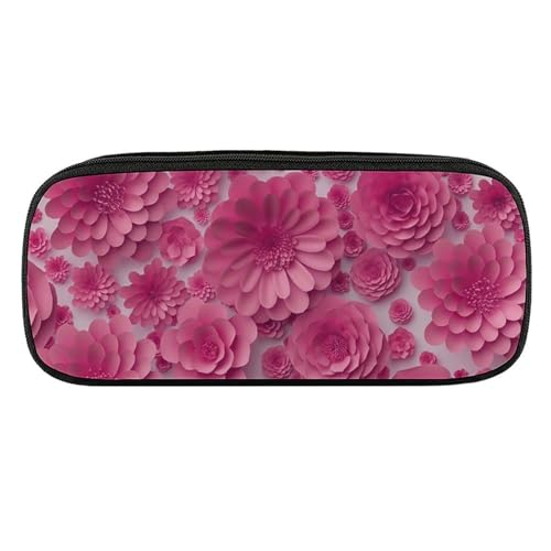 ペンケース 筆箱 大容量 軽量 紫色の花 花柄 オリエンタル 筆入れ ふでばこ ペンポーチ 多機能 コンパクト シンプル おしゃれ 中小学生 高校生 女の子 男の子