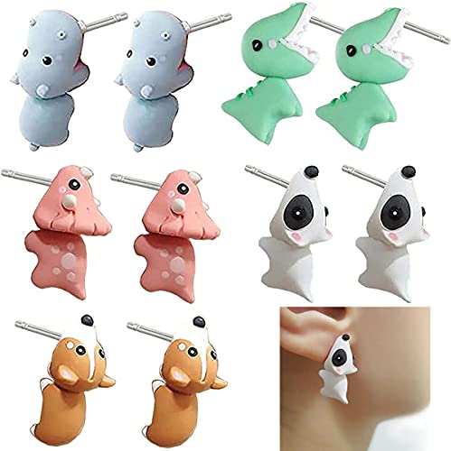 Cute Animal Bite Earring Polymer Clay Studs, Fashion Simple Handmade Polymer Animal Stud Earrings, Animal Bite Earrings Clip, Cute Earrings for Teenage Girls, Handmade Stud Earrings (Pink) Cover