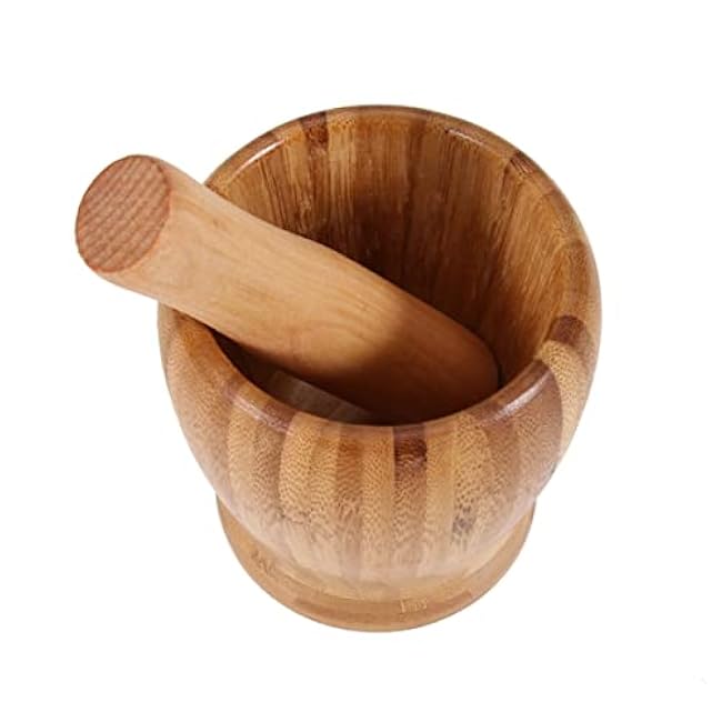 Luxshiny Garlic Crusher Wooden and Pestle Set Bamboo Pestle Garlic Masher Kitchen Gadget for Seasonings Pastes Pestos Guacamole(Size) Home Tool Set
