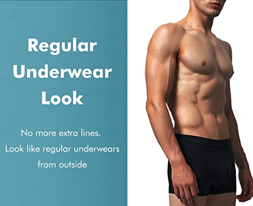 Aircute Washable Urinary Incontinence Cotton Underwear For Men, Instant Absorbency, Bladder Leakage Protection Regular Boxer Briefs(60Ml), Black (S) #TOP3