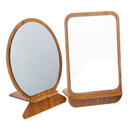 Espejo de mesa de madera portable Cabilock 2 piezas