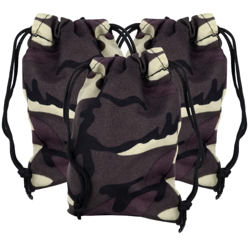 Needzo Camouflage Rosary Pouch, Drawstring Accessory Holder, Gifts for Men, Party Favors, and More 5.5 Inches, (Pack of 3)