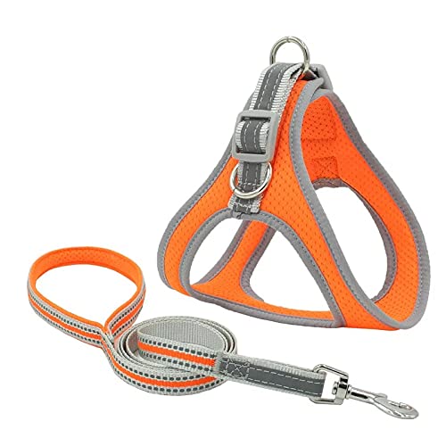 KUTKUT Adjustable Reflective Breathable Soft Pet Chest Vest Harness And Leash With Air Mesh No Pull For Strap For Rs. 664 @ 63 %