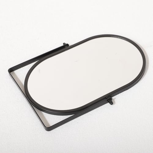 Espejo de Maquillaje Ovalado Ajustable de Escritorio Negro miniatura 5