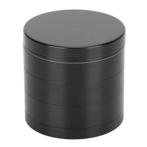 Moedor de ervas em formato preto durável com design de 5 camadas, material de liga de zinco leve, mo